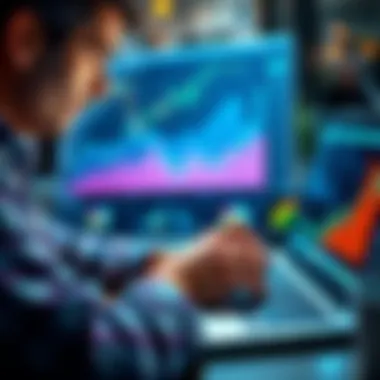 Smart Investment Choices A person analyzing investment options with charts and a laptop, focusing on Bitcoin