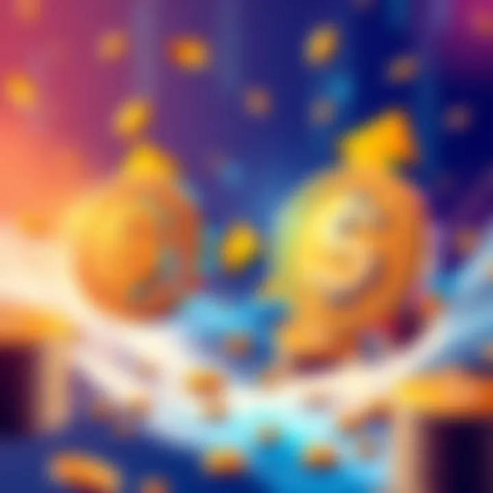 SOL to USDT Swap Concept Illustration of a digital currency exchange between SOL and USDT, showing arrows and coins
