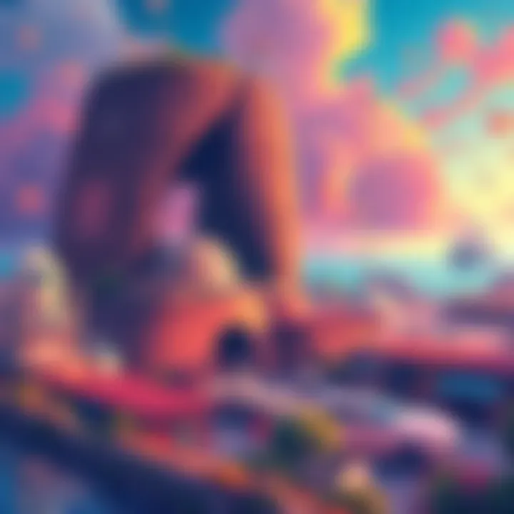 A vibrant illustration depicting Solana's community support and ecosystem growth contrasted with Algorand's struggles post-hack.