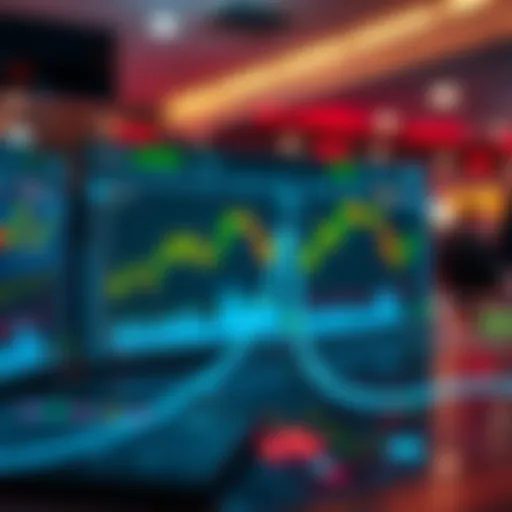 A visualization of a digital trading platform showing prediction market trades on Solana, with graphs and data points indicating real-time transactions, and a modern interface highlighting low fees.