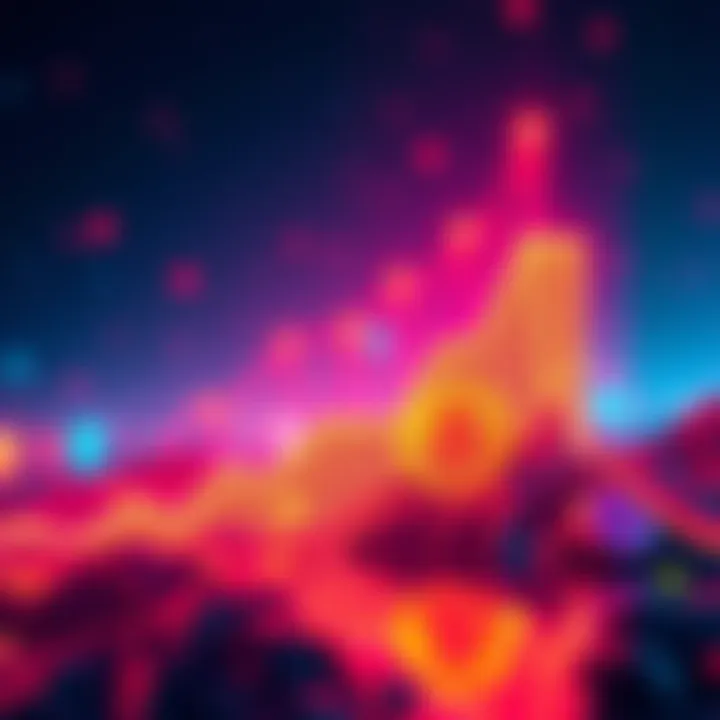 Graph showing the rise in popularity of Solana among other cryptocurrencies with vibrant colors