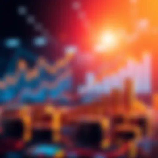 A graphical representation of Solana investment products surpassing $1 billion in assets, featuring charts and growth symbols related to ETFs and trusts.