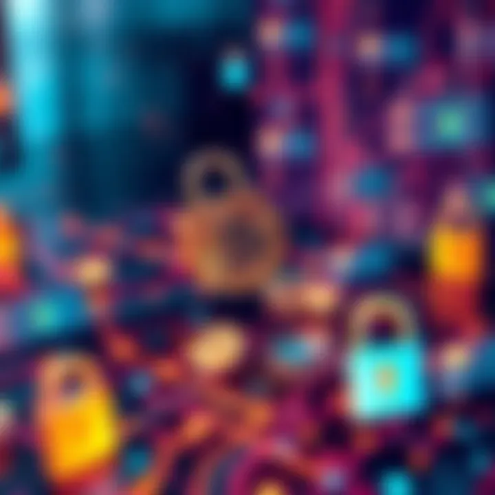 A digital illustration depicting the concept of privacy and anonymity in Solana transactions with visual elements like blockchain and padlocks.