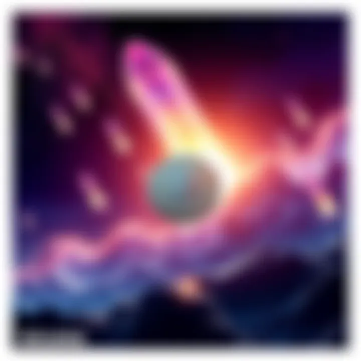 Solana's Meteoric Rise A representation of Solana as a rising cryptocurrency with upward trends and market dynamics in the background.