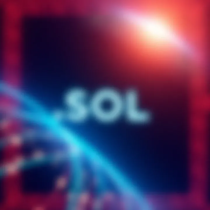 A graphic representation of the Solana logo with a .SOL at the end, symbolizing its new top-level domain initiative.