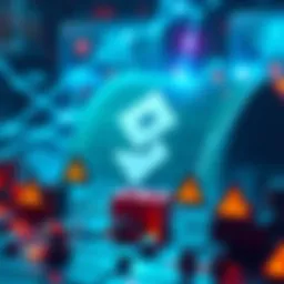 A graphic showing Solana's blockchain symbol with warning signs indicating downtime problems for validators