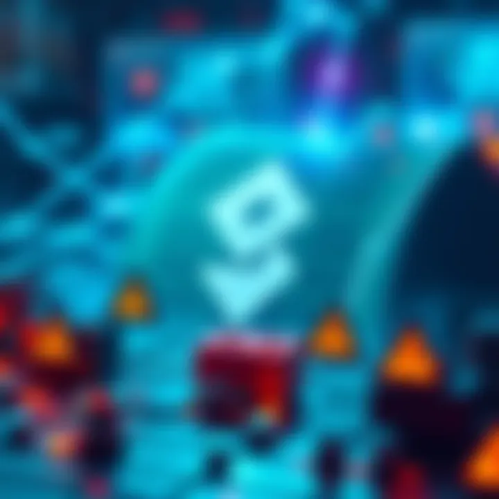 Solana Validator Issues A graphic showing Solana's blockchain symbol with warning signs indicating downtime problems for validators