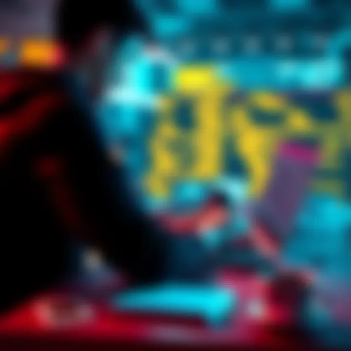 A person focused on coding at their laptop during an online hackathon, with notes and coffee nearby.