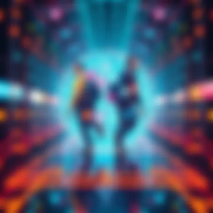 An abstract representation of a decentralized market showcasing diverse skills and blockchain technology