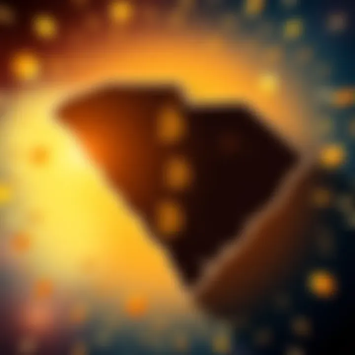 An illustration showcasing South Carolina's Bitcoin investment opportunities with a backdrop of the state map and digital currency symbols.