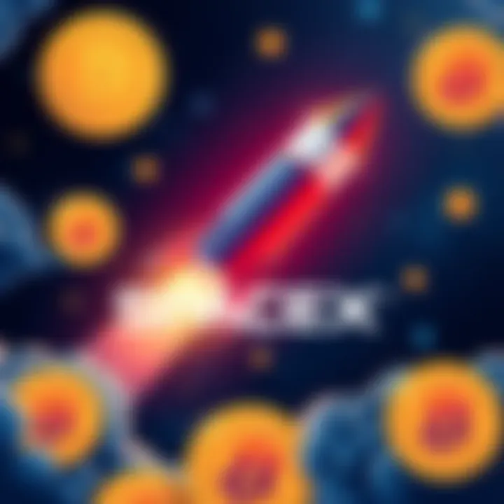 Illustration of SpaceX logo with Bitcoin symbols indicating their investment in cryptocurrency