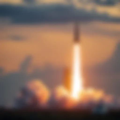 A SpaceX rocket launches into the sky with bright flames and smoke, showcasing its power and speed.