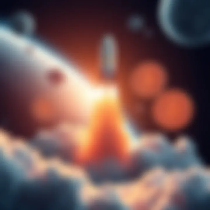 SpaceX with Zcash Concept A rocket launching into space with cryptocurrency symbols like Zcash and Bitcoin around it, representing SpaceX's potential move into interplanetary finance.