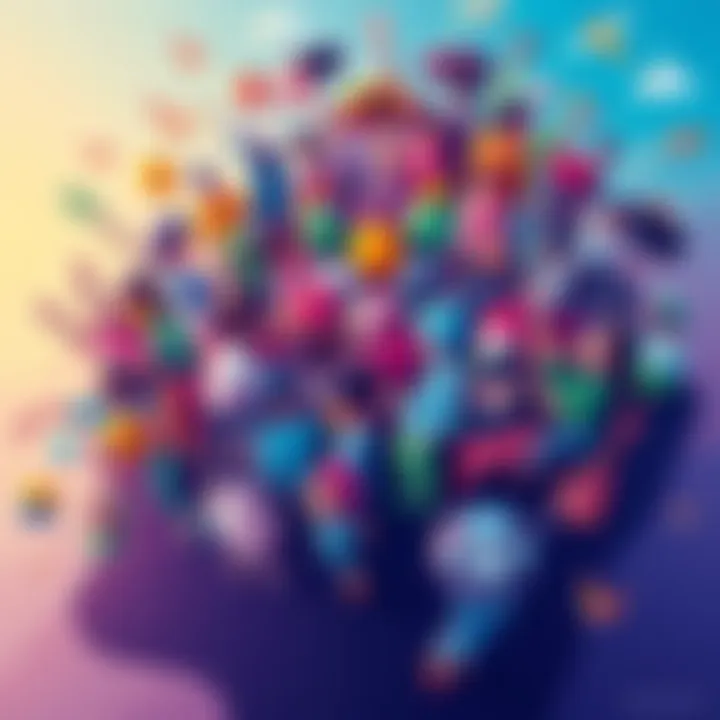 A vibrant illustration depicting various life categories such as hobbies, interests, and social circles