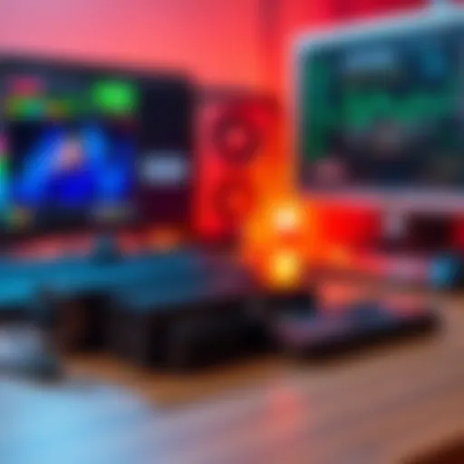 Close-up of different SSDs on a desk with a computer setup in the background, representing choices for Ethereum validator node