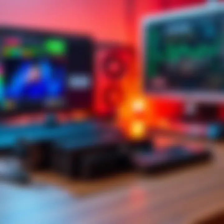 Close-up of different SSDs on a desk with a computer setup in the background, representing choices for Ethereum validator node