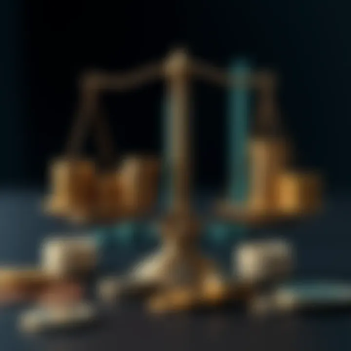 A representation of stable currency showing coins and a balance scale to signify economic balance.