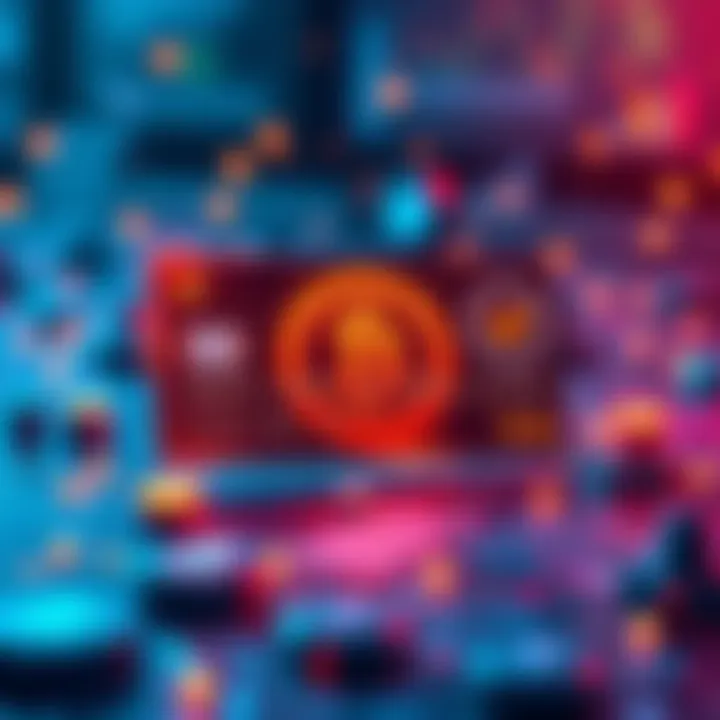 A visual representation of key features in stablecoin card programs, showing a digital card, blockchain symbols, and financial icons, illustrating modern finance concepts.