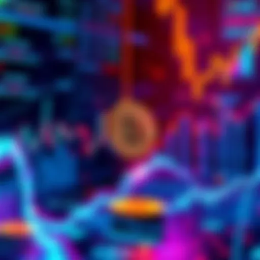 A digital representation of stablecoins with AI elements, showing charts and upward trends in cryptocurrency markets.