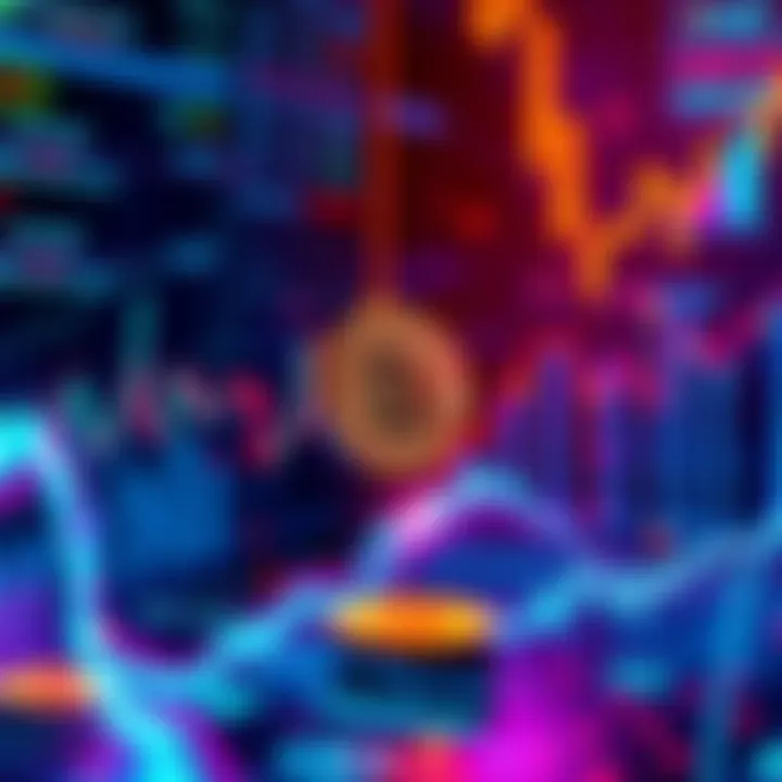 A digital representation of stablecoins with AI elements, showing charts and upward trends in cryptocurrency markets.