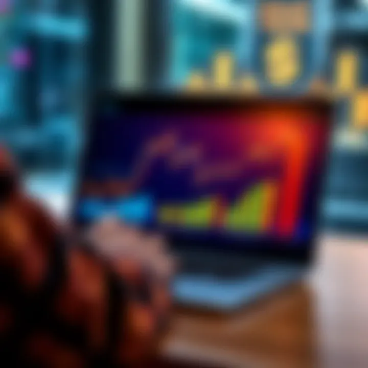 A person analyzing stablecoin investment data on a laptop with charts showing increasing yields