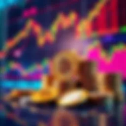 A visual representation of stablecoins holding firm while Bitcoin declines, showing stacks of coins against a backdrop of fluctuating cryptocurrency charts.