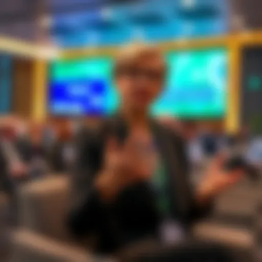 Staci Warden, CEO of Algorand Foundation, speaking about blockchain's future in a conference setting