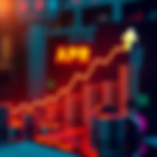 Graph showing the upward trend of staking APR with investment icons