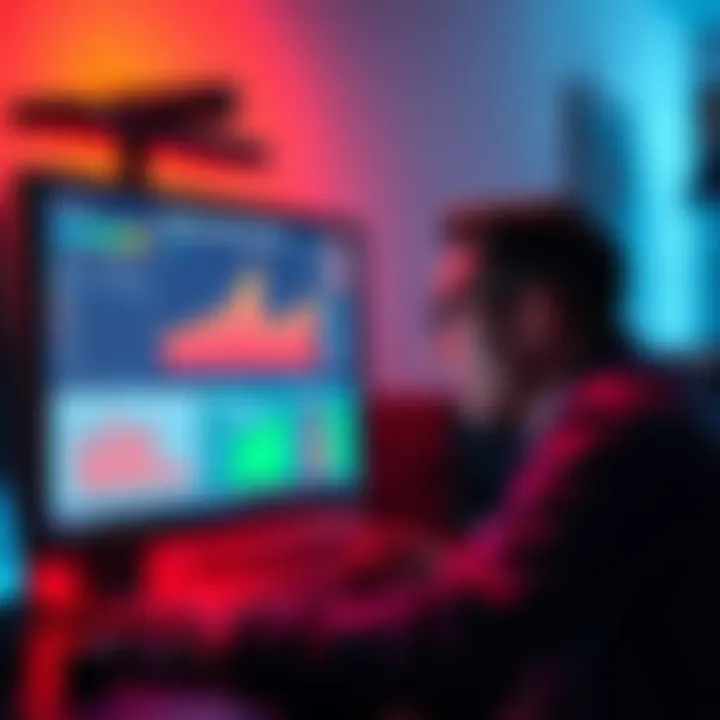 A person looking at a computer screen displaying validator performance and commission rates for staking, showing frustration and surprise at the differences in returns.