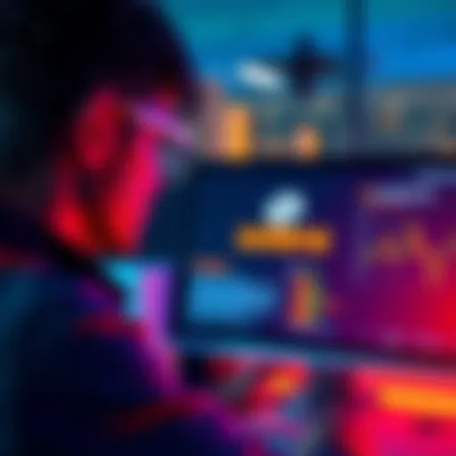 A person looking at a computer screen with Solana logo and staking information displayed