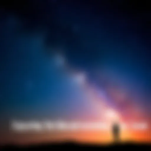 A starry night sky with a silhouette of a person pondering the universe, symbolizing belief and existence.