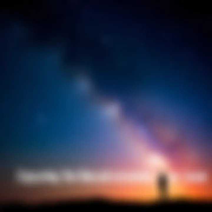 A starry night sky with a silhouette of a person pondering the universe, symbolizing belief and existence.