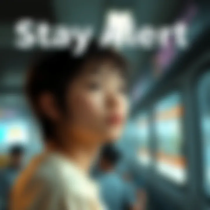 A person looking attentively at their surroundings, symbolizing mindfulness and awareness in daily activities.