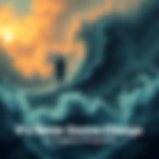 A person standing firm in a storm, symbolizing resistance to change and unwavering beliefs, surrounded by swirling winds representing evolving trends.