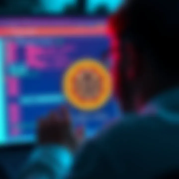 A person looking at a computer screen with a locked padlock icon and a 54-digit code, representing attempts to recover a lost secret key for Stellar Lumens assets.