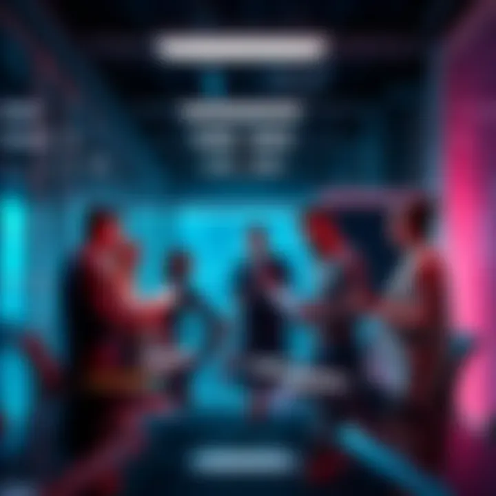 Stellar Payroll Platform Launch A team of professionals discussing Stellar's new payroll platform in a modern office environment.