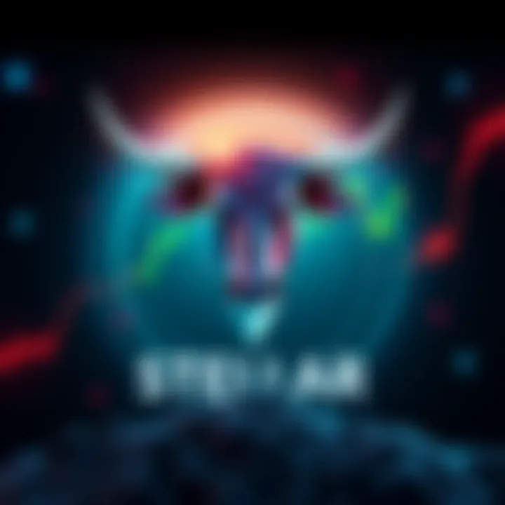 A bull icon rising above the Stellar XLM logo, symbolizing a potential bull run in the crypto market.