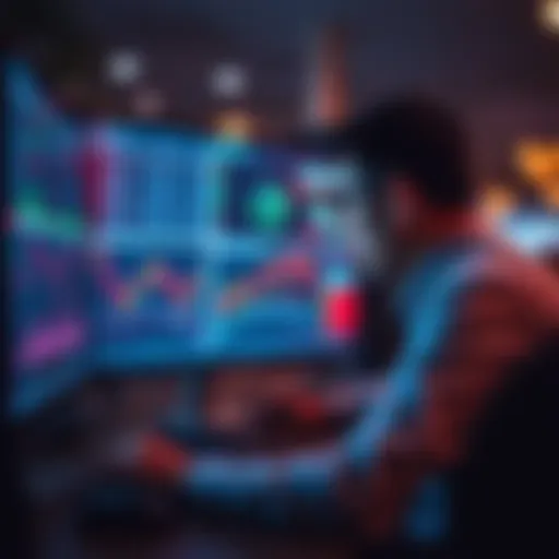 Individual analyzing stock charts and graphs on a computer during a market downturn