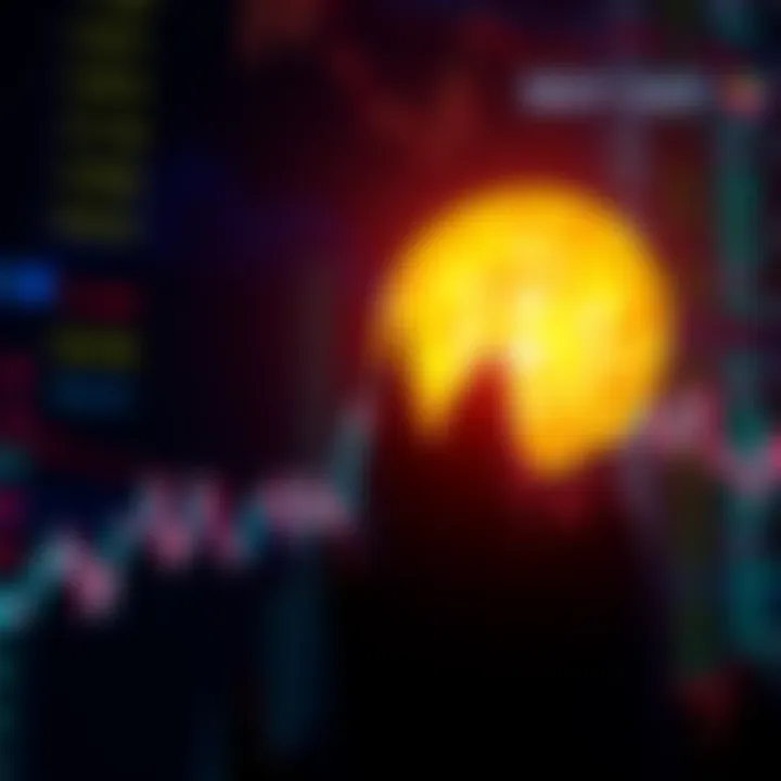 Graph showing stock market rising with Bitcoin symbol in the background