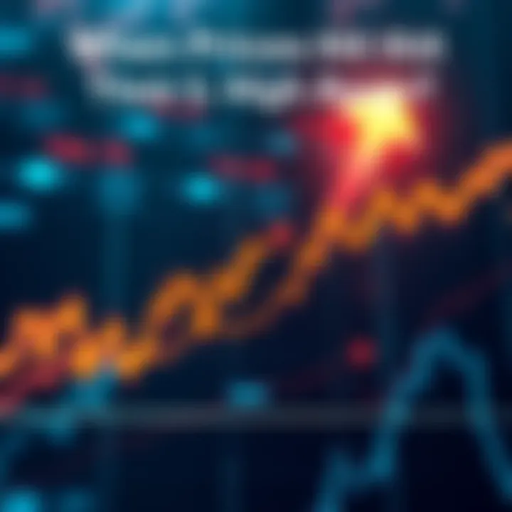 A graph showing stock prices trending upwards with arrows indicating potential growth and market activity.