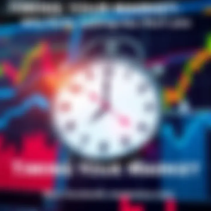 A graphic showing stock market charts with a clock to represent timing in selling stocks