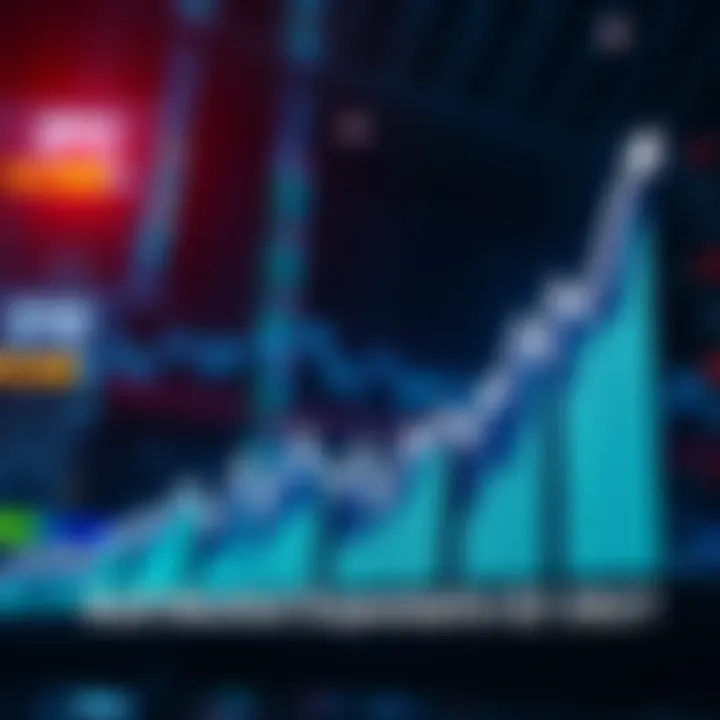 A graph showing upward trends in the stock market with a hopeful investor looking at it
