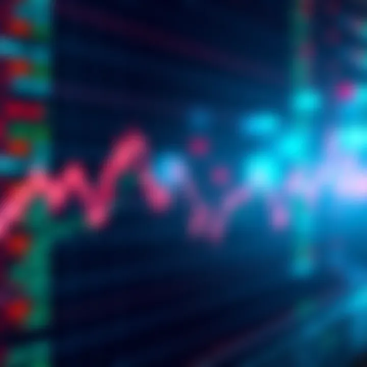 A stock market graph showing a downward trend after a peak, representing a market pullback