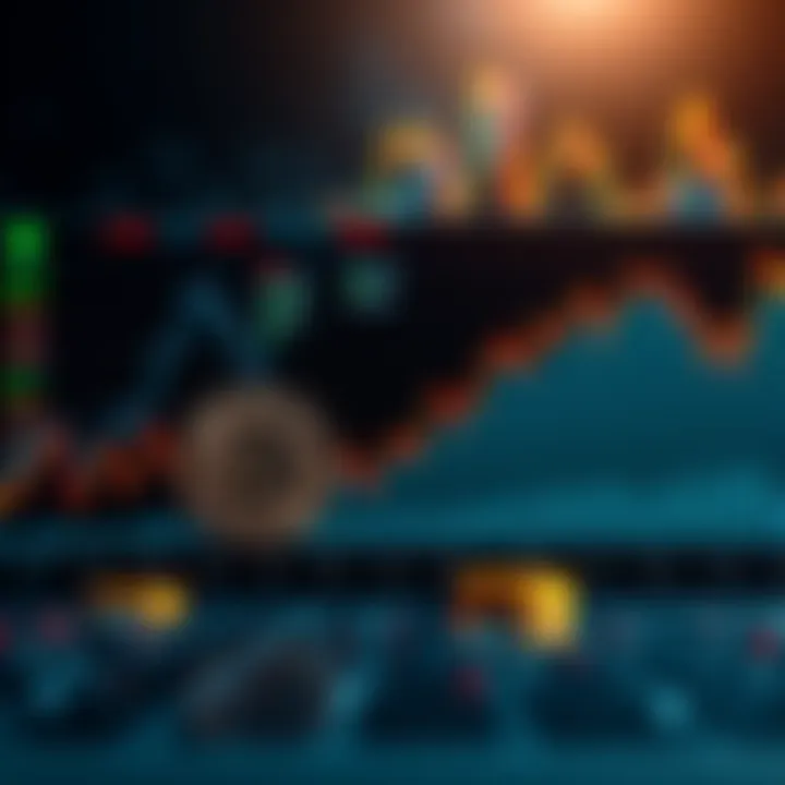 A graph showing rising stocks alongside a declining Bitcoin trend, illustrating their divergence in liquidity.