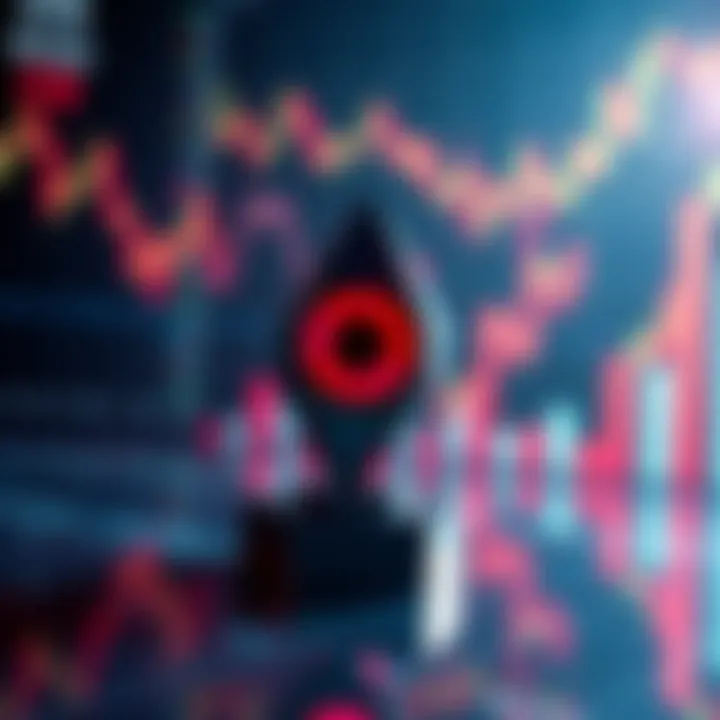 A bold strategy for trading staked ATOM tokens showcased against a backdrop of market charts and analytics.