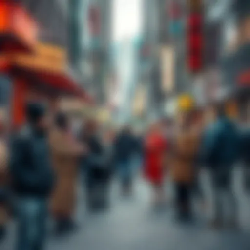 A group of people engaged in conversation on a city street, highlighting various views on prostitution and its regulation in society.