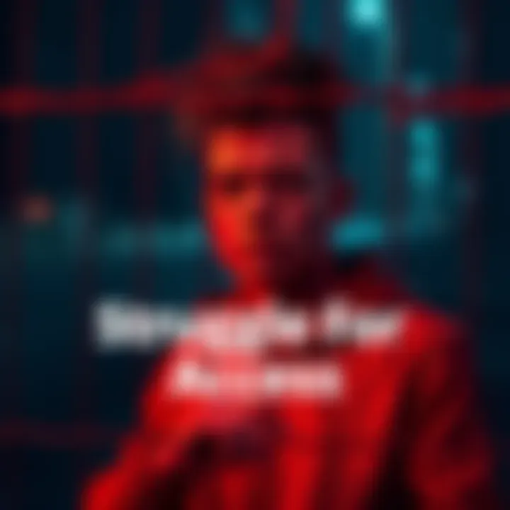 Struggle for Access A visual representation of a person facing barriers online, symbolizing the user's fight for access to the Solana Discord community.