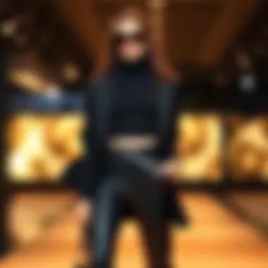 Stylish Black Outfit A sleek black outfit displayed on a model, showcasing modern fashion trends in a stylish way.