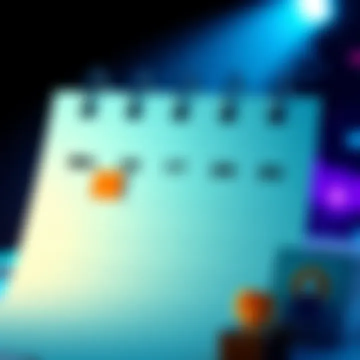 A graphic showing a calendar with highlighted dates representing mid-month and start of month sign-ups, alongside challenge quest rewards icons.