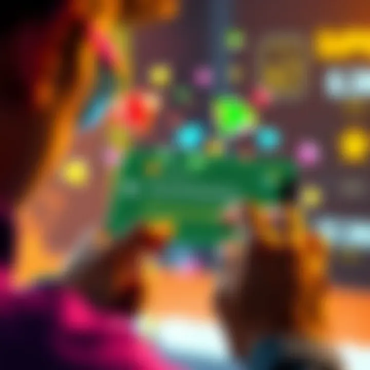 A gamer interacting with the Super Diamond, showing colorful diamonds popping up on the screen with an app error message visible in the background.